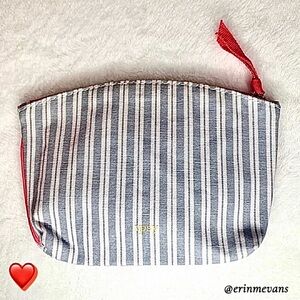 Free with $15 Purchase Ipsy Cosmetic Bag Grey Stripe January 2019 Pink Interior